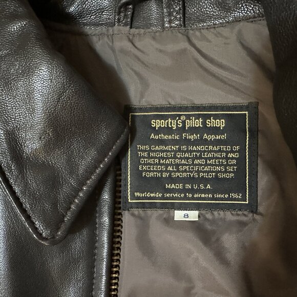 Sporty's Pilot Shop Size M Classic GOATSKIN Leather Flight Jacket Bomber Top Gun - Picture 3 of 3
